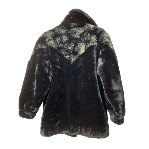 Vintage 90s Hillmoor NY Black Faux Fur Coat Zip Size L/XL RD10707 Teddy EUC USA - Picture 4 of 10